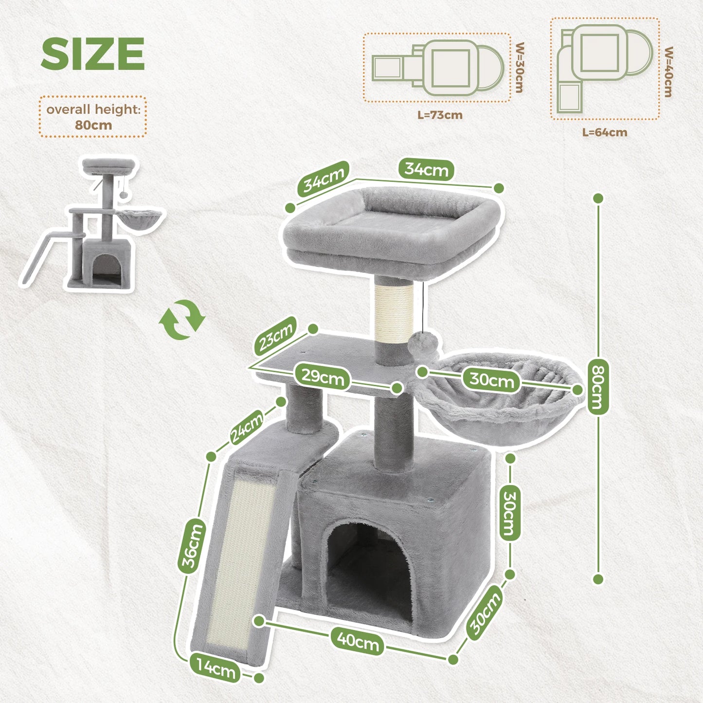 PAWZ Road Cat Tree Tower for Indoor Cats 2 Styles
