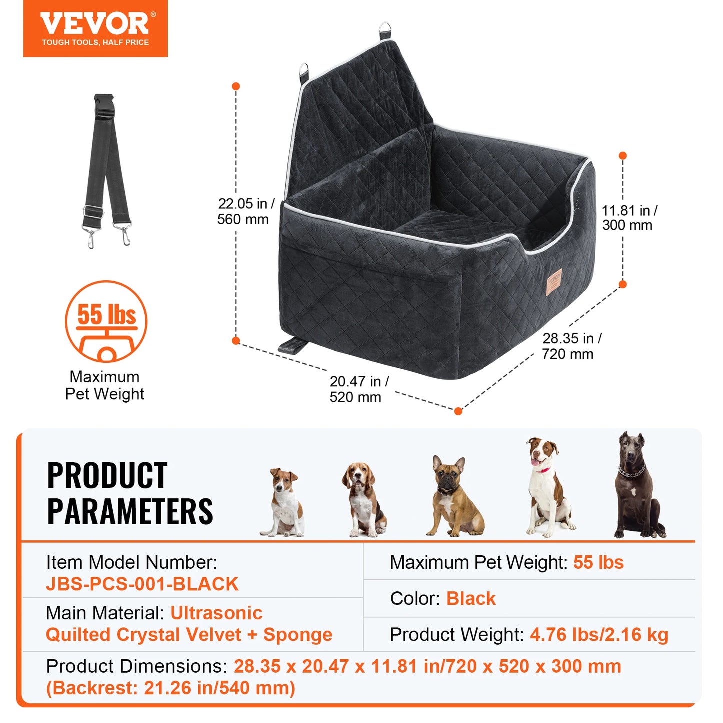 SucceBuy Dog Car Seat Booster With Storage Pocket And Sponge