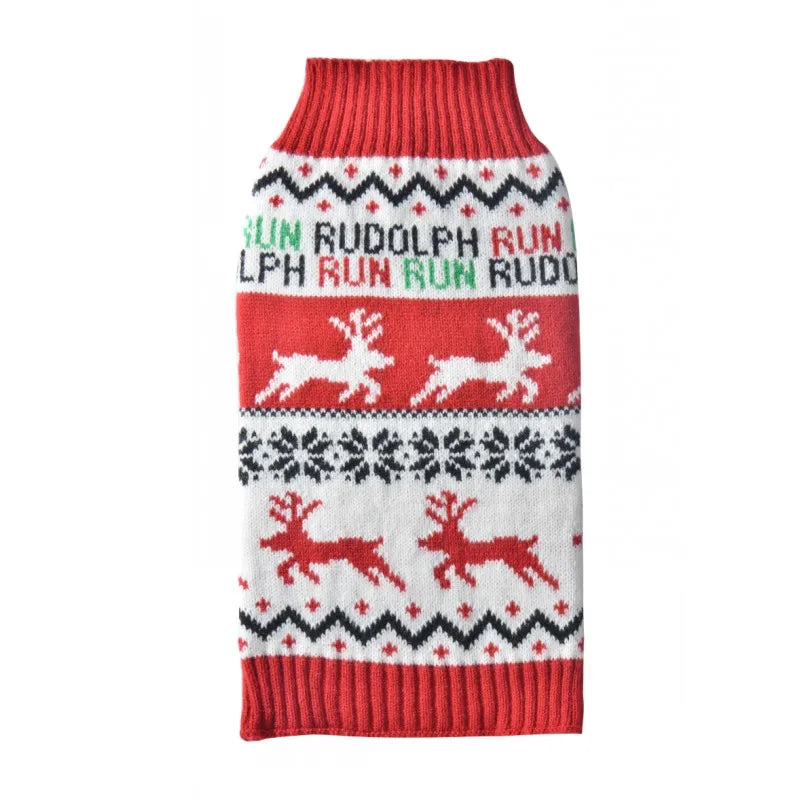 Winter Christmas Dog Sweater Coat Knit Striped Cartoon