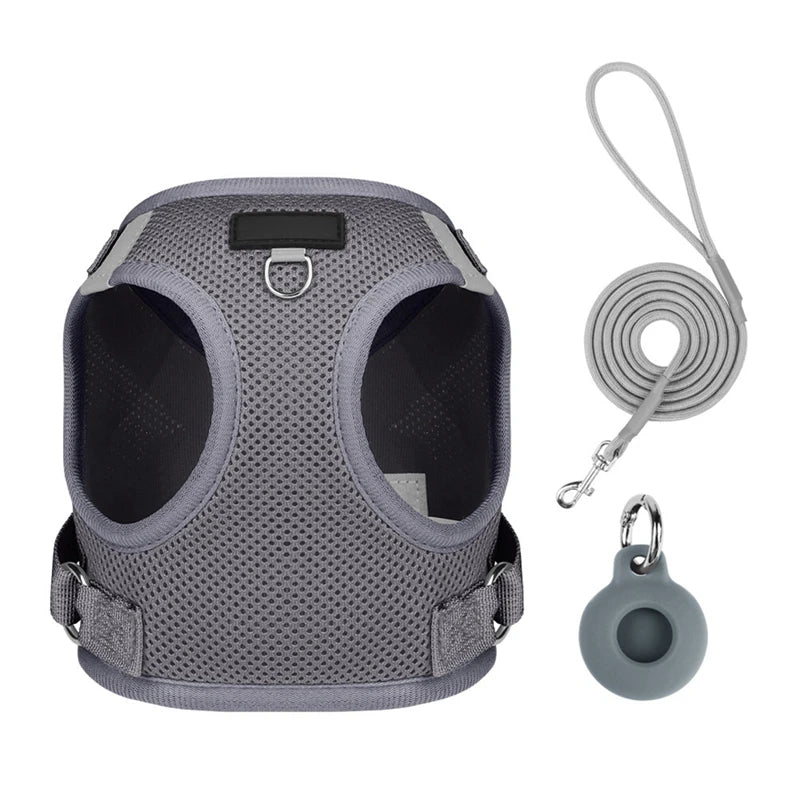 Pet Harness With AirTag Tracker And Leash Set