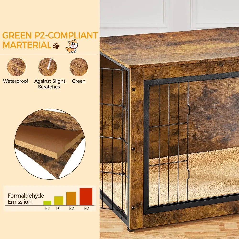 DAFIFY Dog Crate Furniture With Cushion And Double Doors