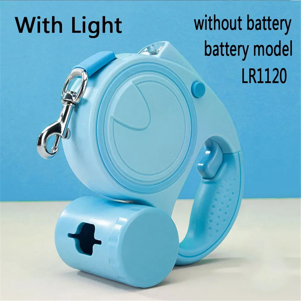 Retractable Dog Leash With LED Lights And Garbage Bag Holder