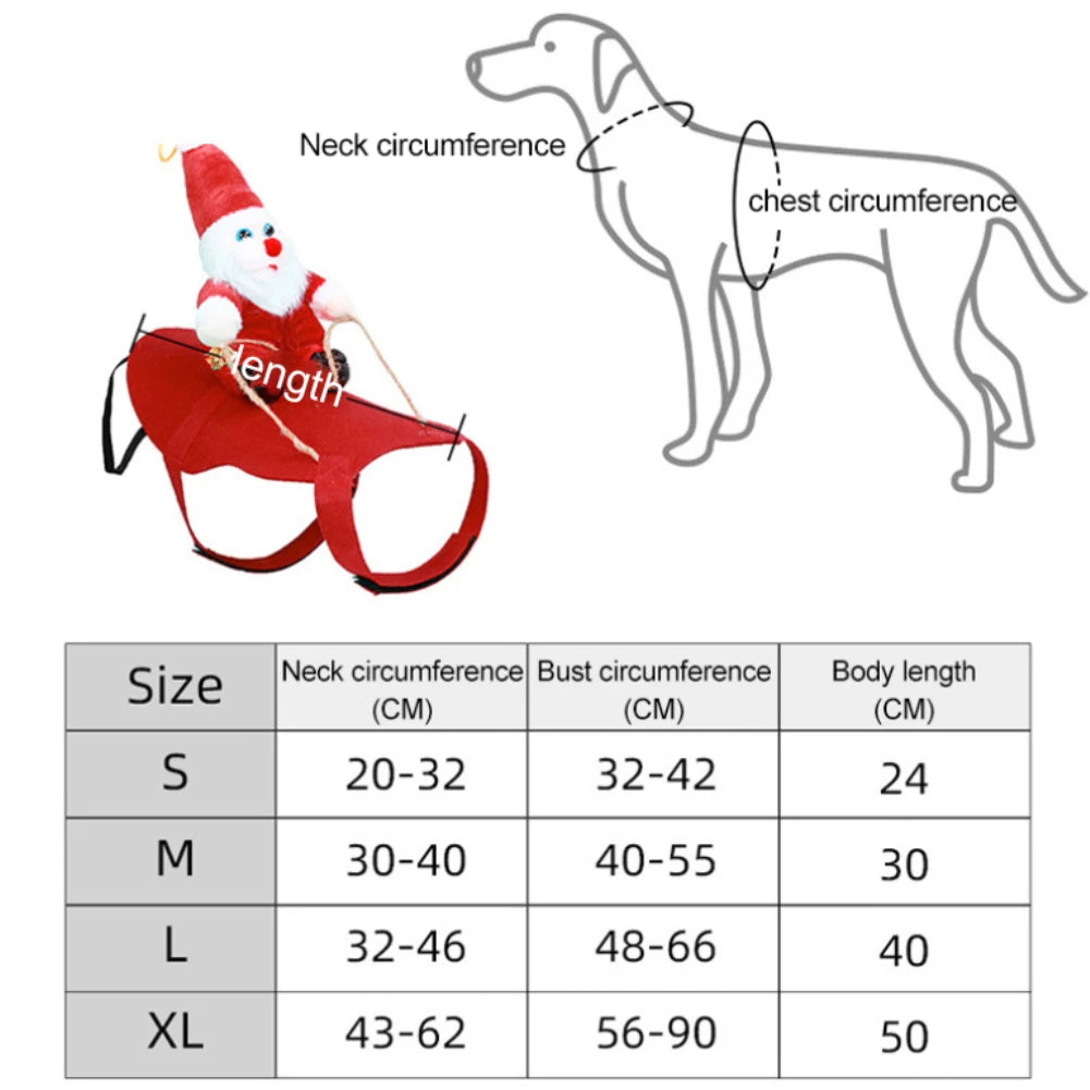 NONOR Santa Claus Dog Cat Christmas Costume Riding Cosplay Outfit