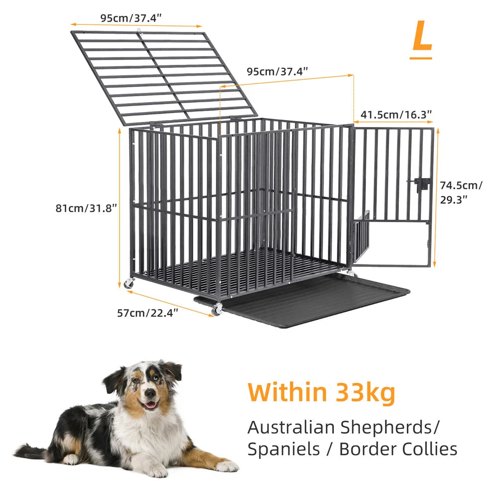 BORWARTH Heavy Duty Dog Crate Chew Resistant Metal Kennel