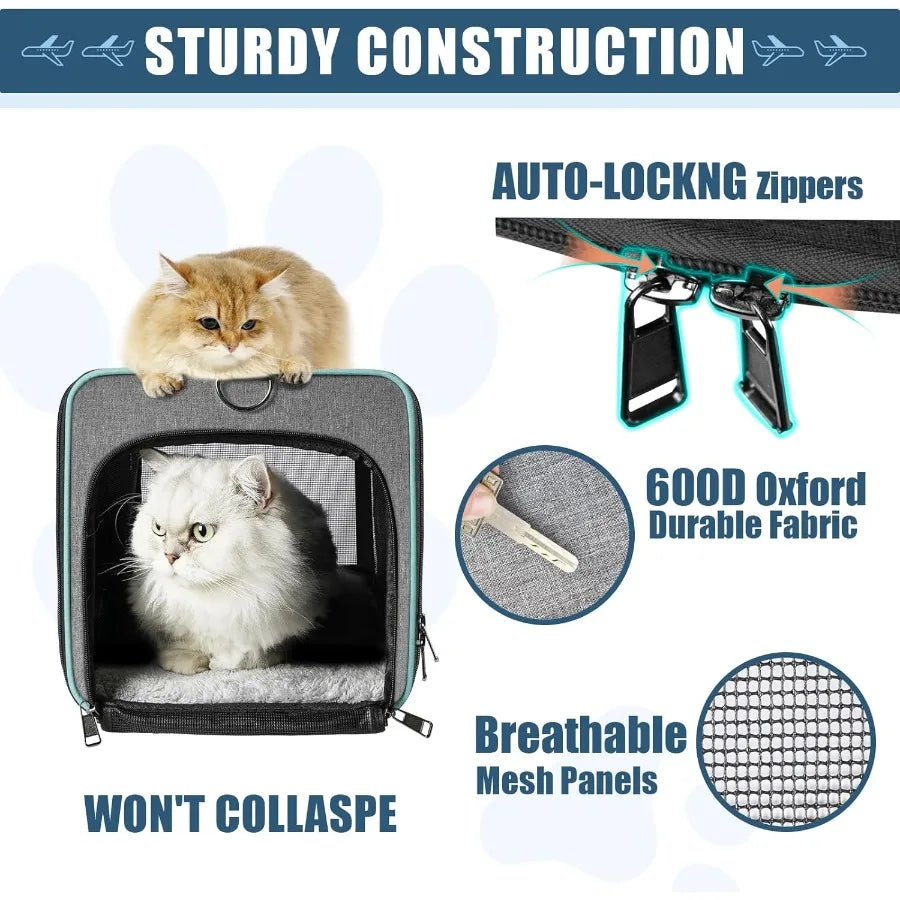 SoftSided Pet Travel Carrier TSA Approved for Cats and Dogs