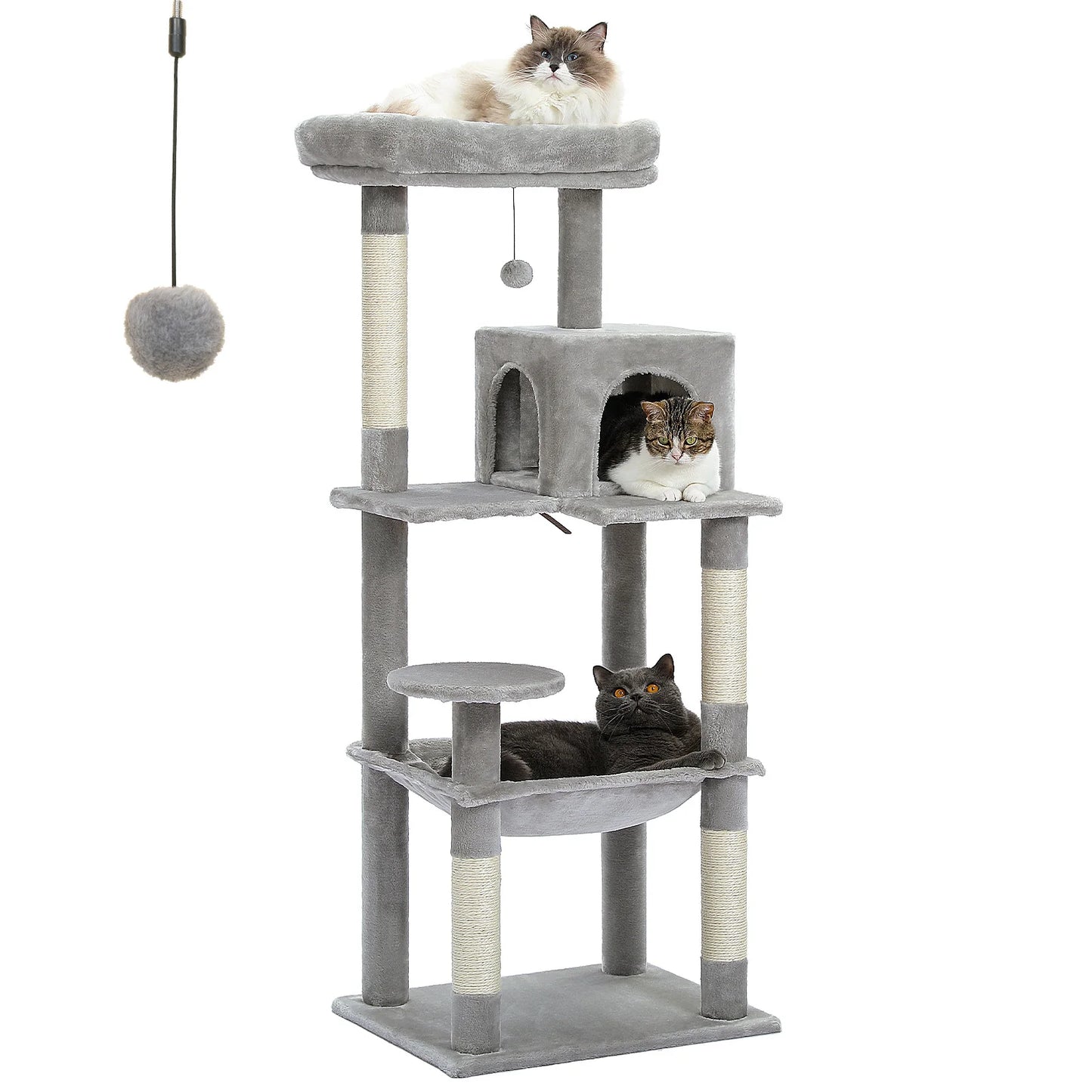 PAWZ Road 5-Level Cat Tree for Indoor Cats With Hammock