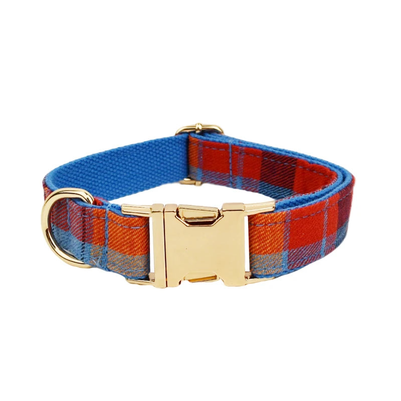 NONECN Customized Logo Cotton Dog Collar Leash Harness Set