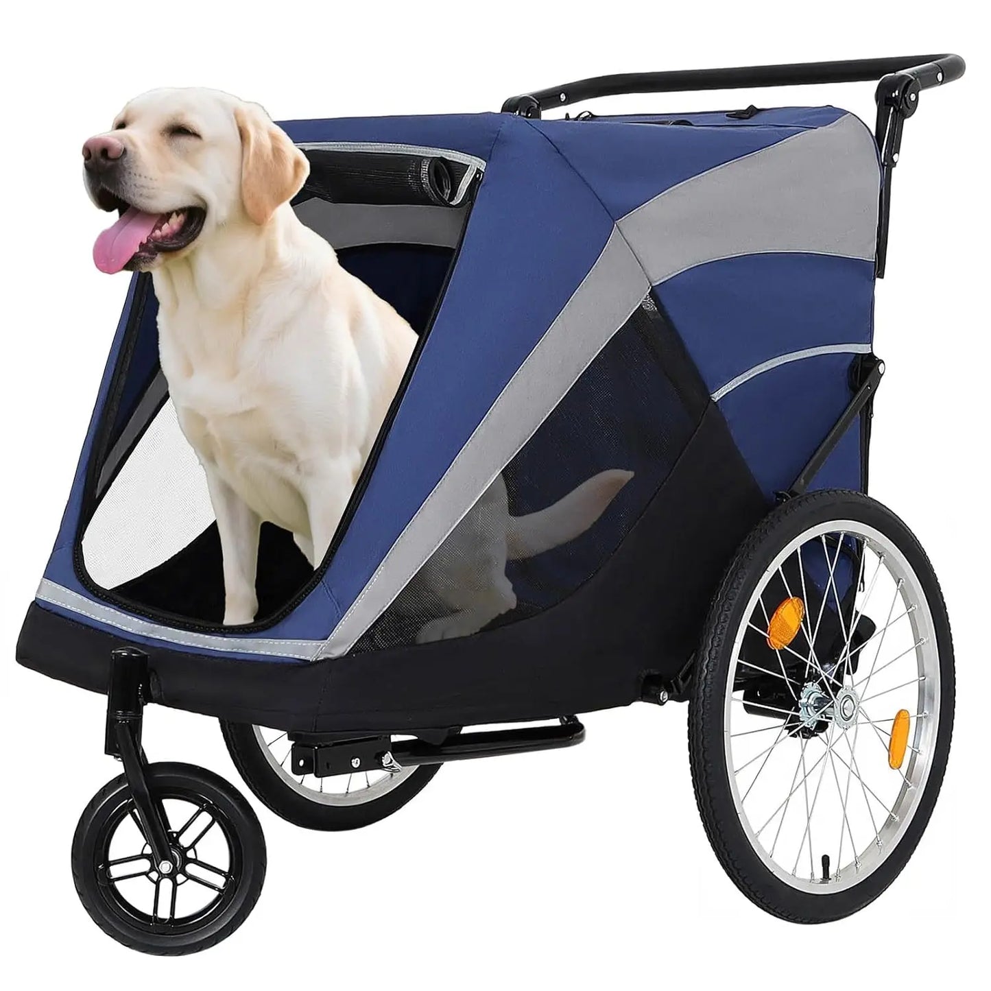 Foldable Pet Stroller With Three Wheels For Large Dogs