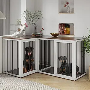 Dog Crate Furniture For Two Dogs With Dividers And Doors