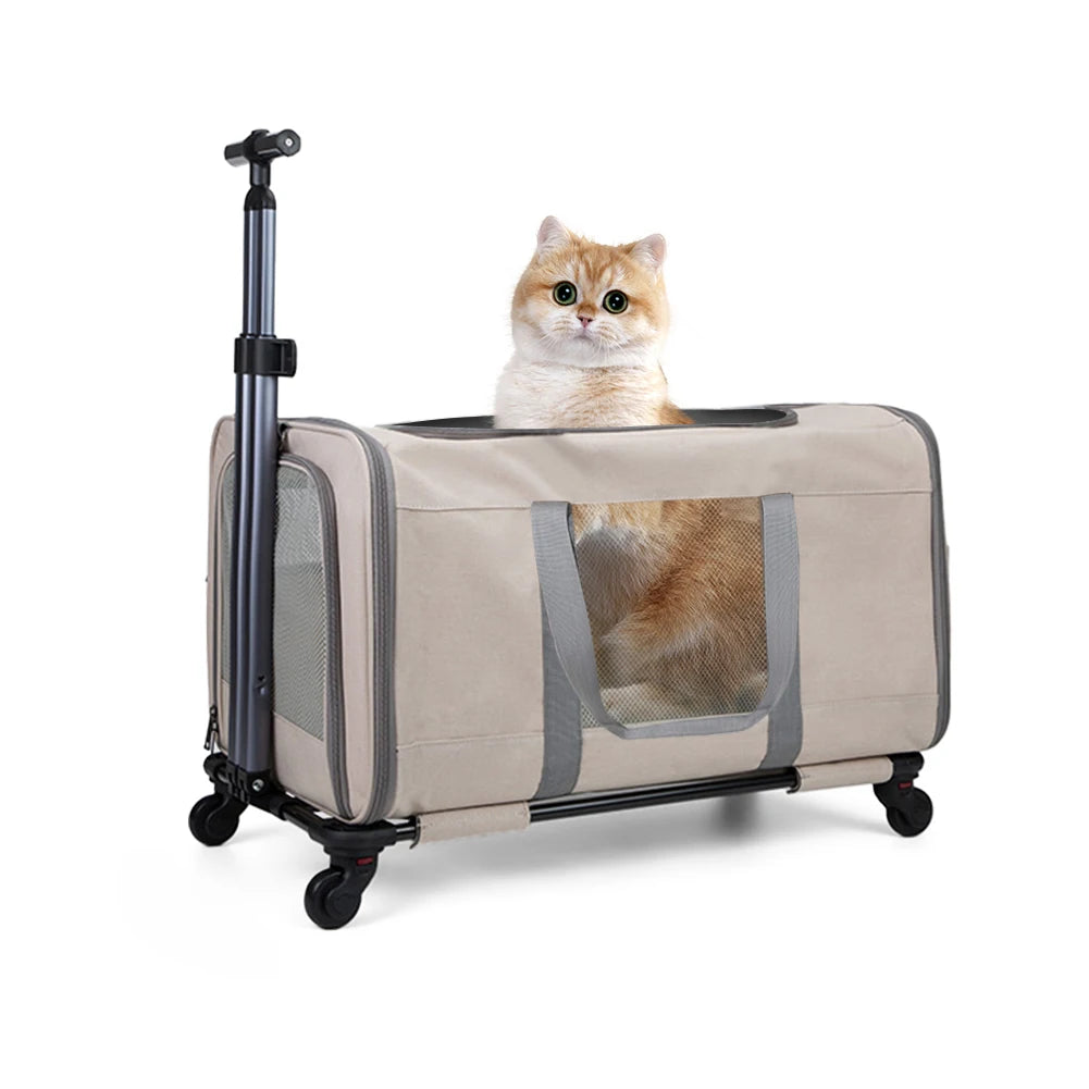 Cat Trolley Carrier With Wheels For Two Cats Travel