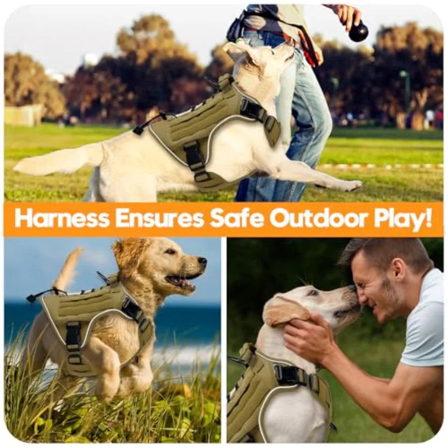 Heavy Duty Large Dog Military Harness No Pull Reflective Vest