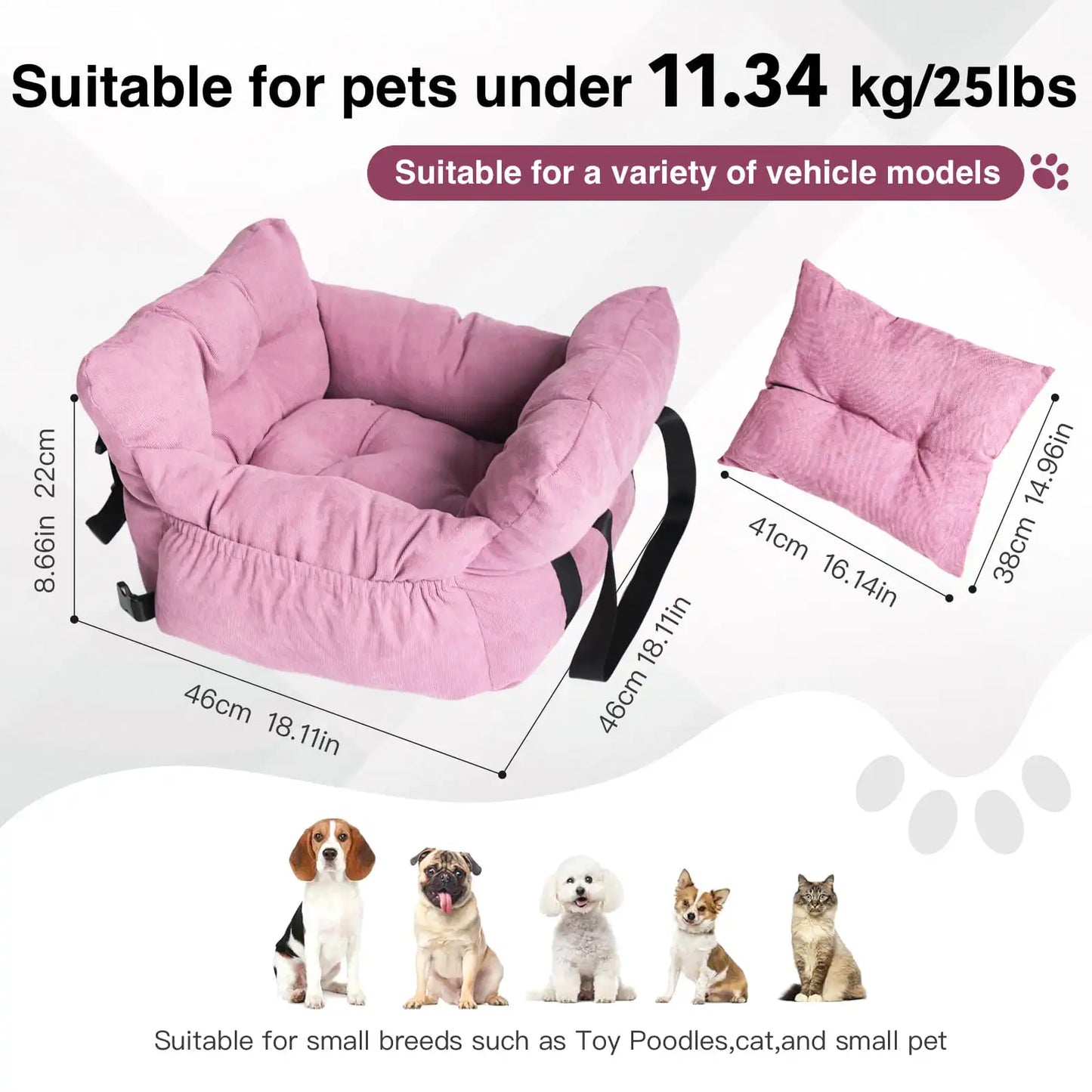 2-In-1 Dog Car Seat Carrier Bag With Detachable Booster Seat