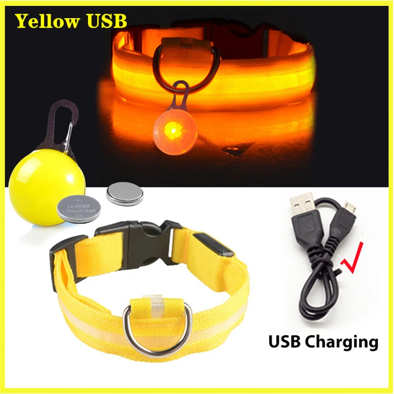 NONECN USB Charging Glowing Dog Collar With Pendant LED