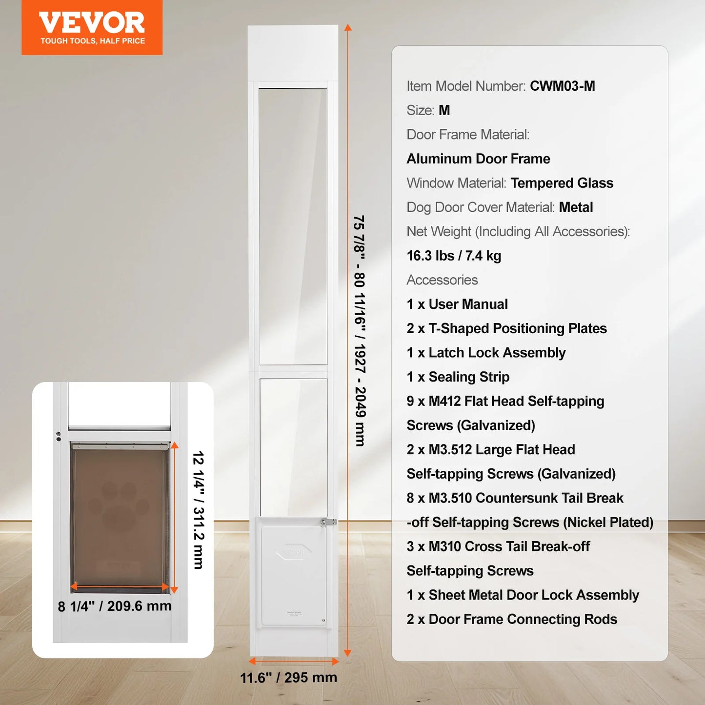 SucceBuy Dog Door For Sliding Glass Door With Aluminum Frame