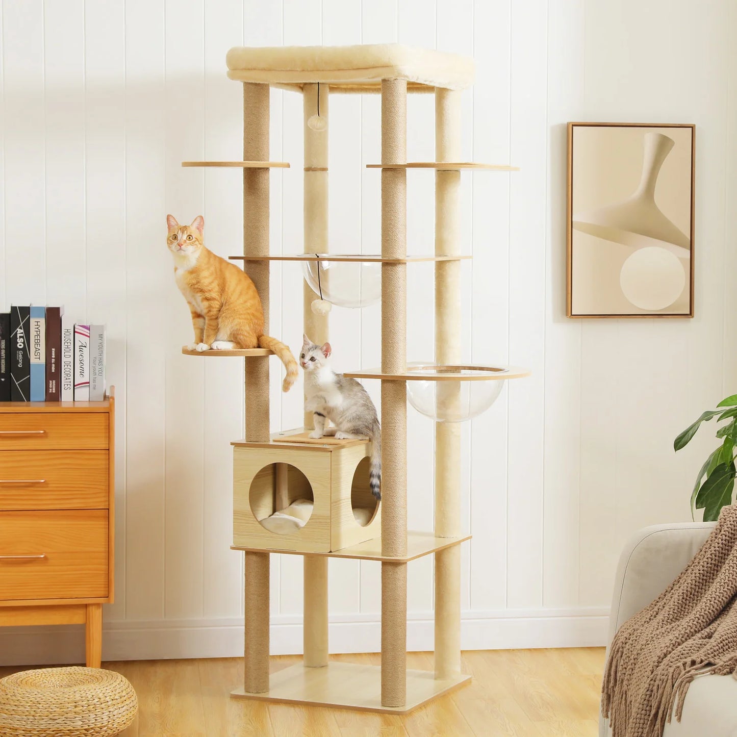 PAWZ Road Multi Level Cat Tree Wood Tower Scratching Posts