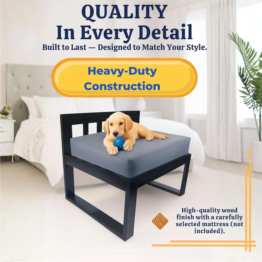 Wooden Dog Bed Frame With Adjustable Legs And Raised Bunk