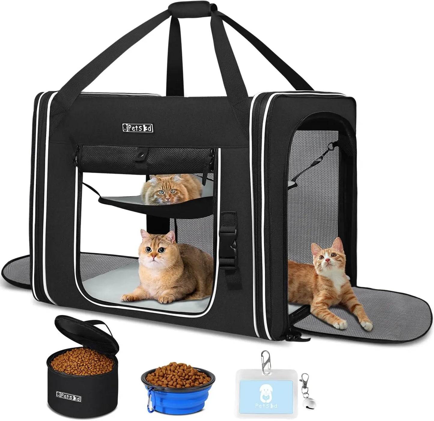 Pet Carrier for Large Cats and Dogs with Travel Zippers