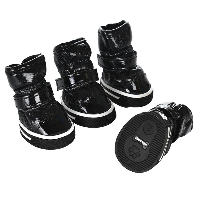 Dog Winter Boots Waterproof Fleece Warm Snow Shoes 4Pcs Set