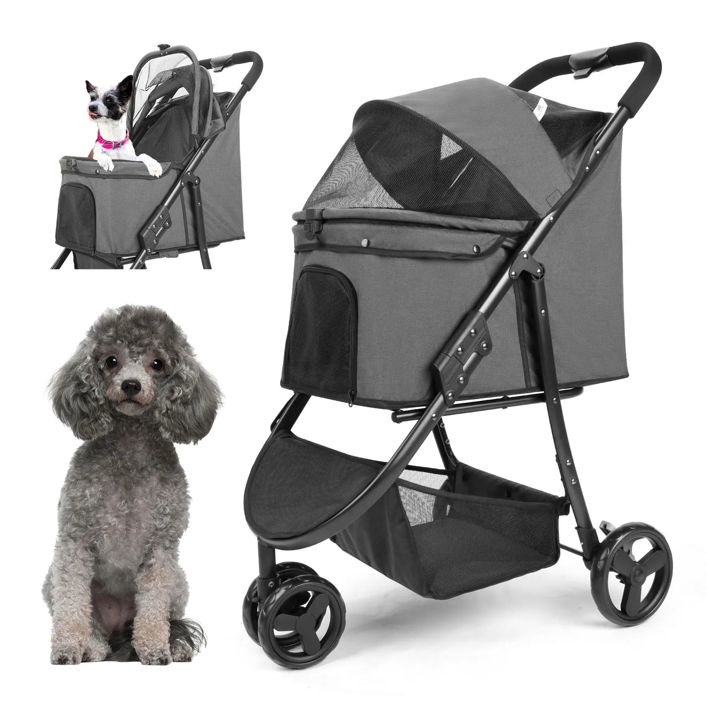 Wedyvko Pet Stroller Bag Travel Foldable 3-Wheel Carrier