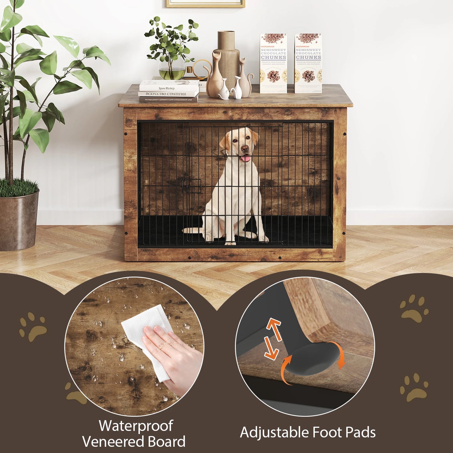 MULTIGOTH Dog Crate Furniture Side End Table