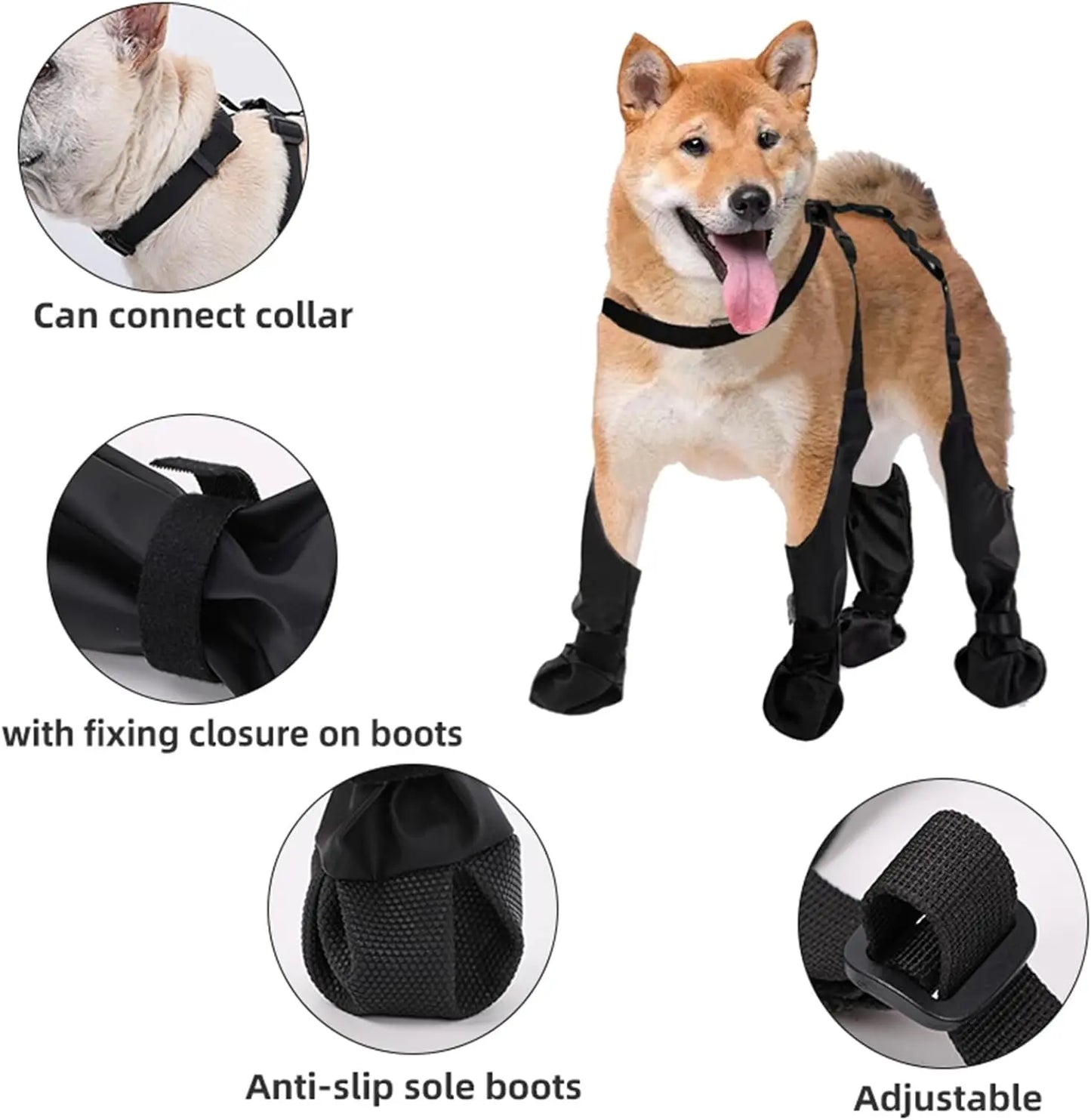 NONECN Outdoor Dog Boots Suspender Leggings Waterproof Paw Protectors