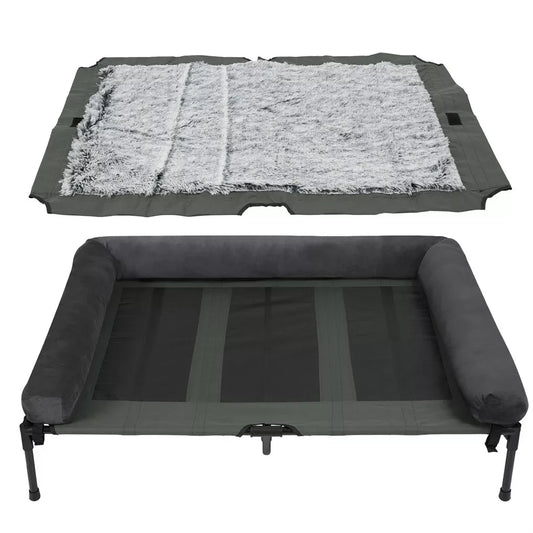 BINGOPAW Outdoor Elevated Dog Bed Mesh Lounger for Camping