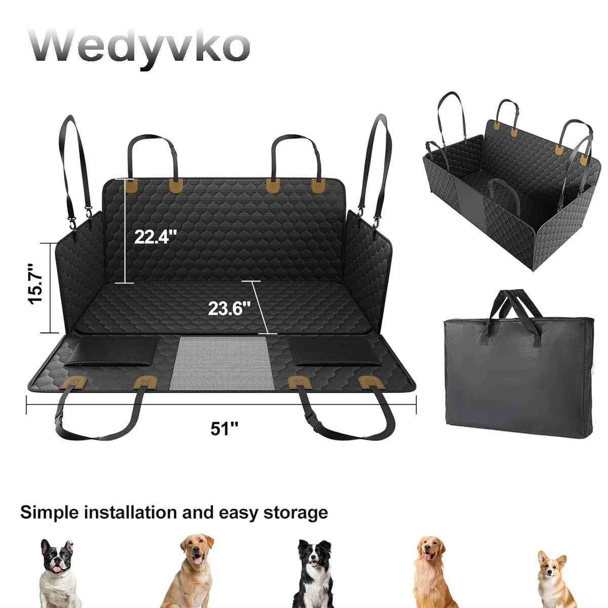 WedyvkoCN Back Seat Extender Hammock For Dogs Car Seat Cover