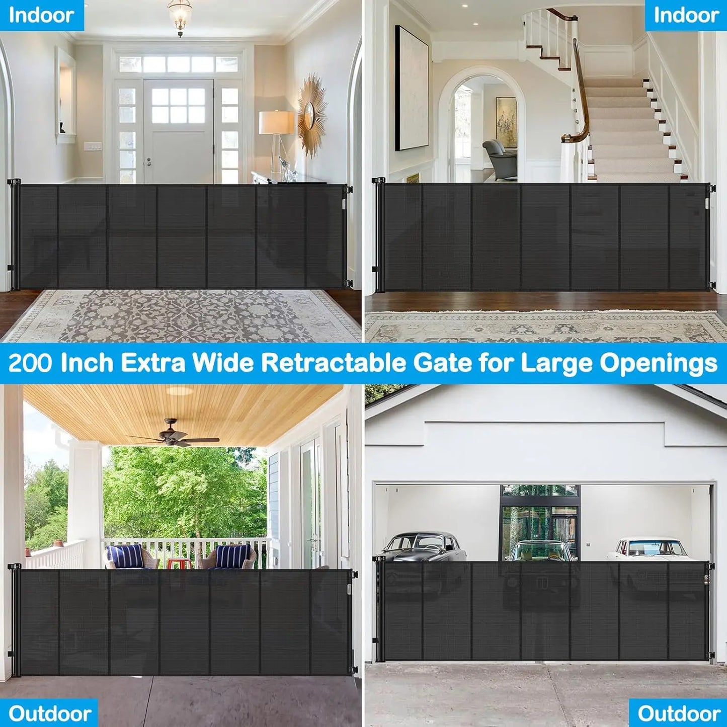 Dog Door Retractable Gate for Pets and Babies Indoor Outdoor