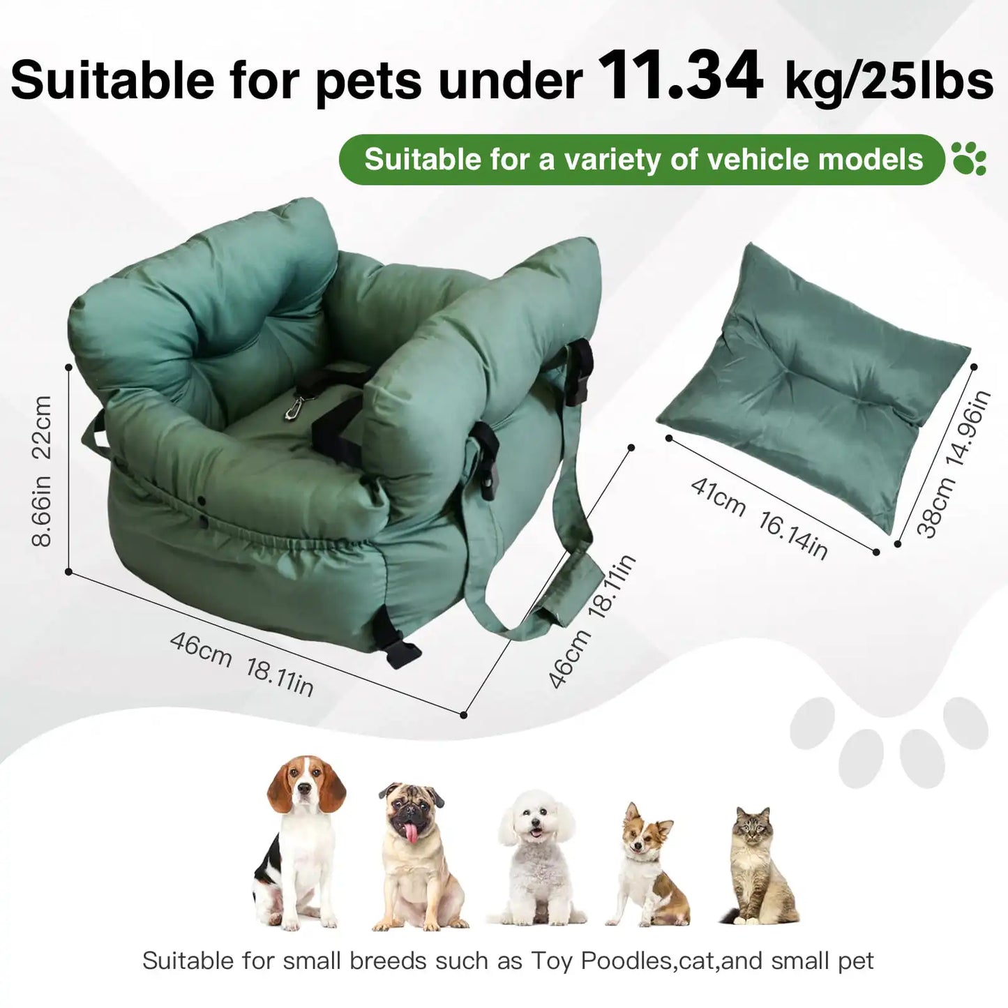 2-In-1 Dog Car Seat Carrier Bag With Detachable Booster Seat