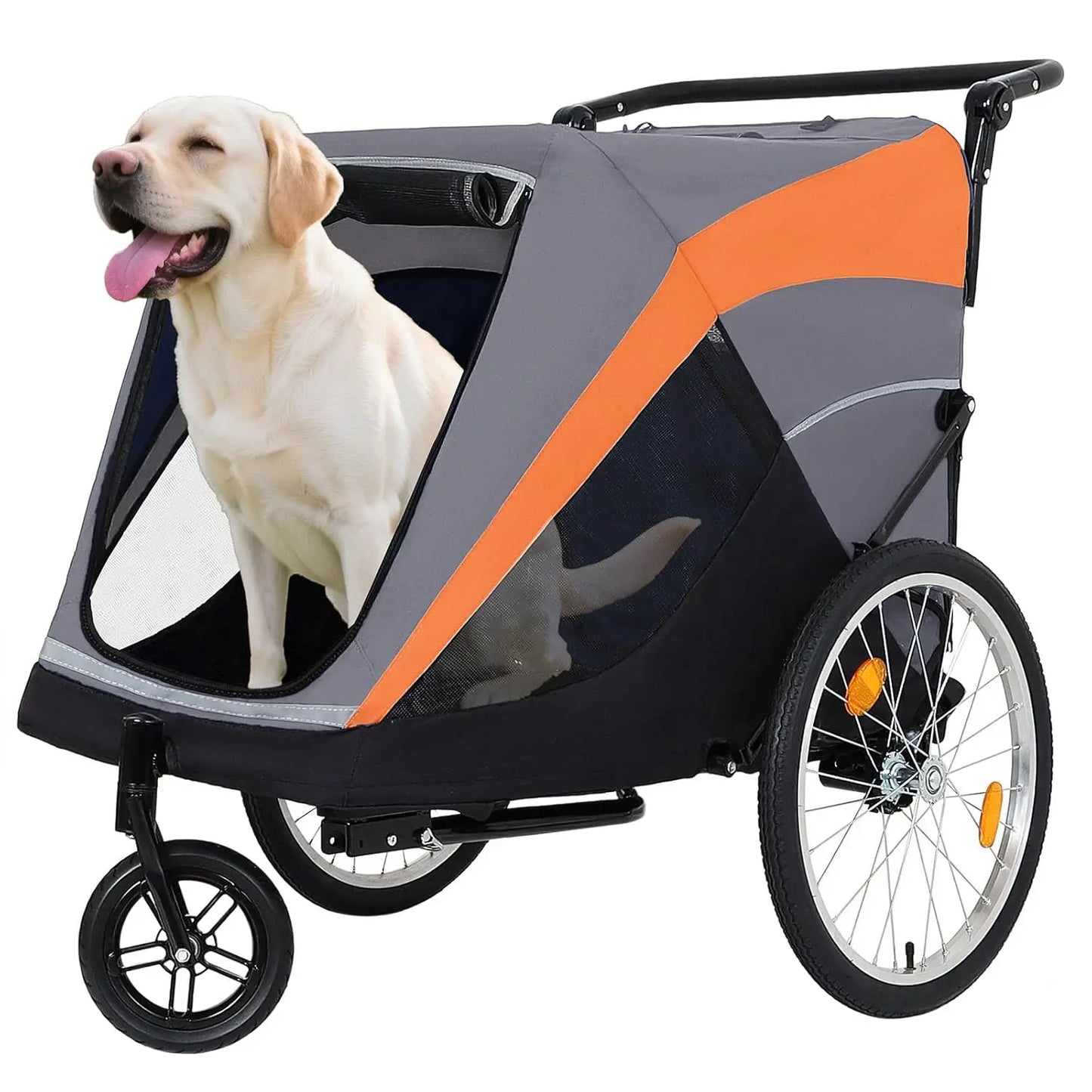 Foldable Pet Stroller With Three Wheels For Large Dogs