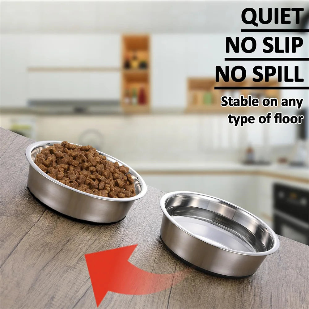High-concerned Stainless Steel Dog Bowl With Non Slip Base