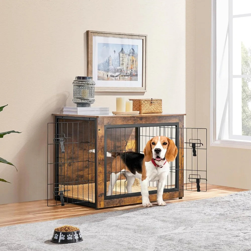 DAFIFY Dog Crate Furniture With Cushion And Double Doors