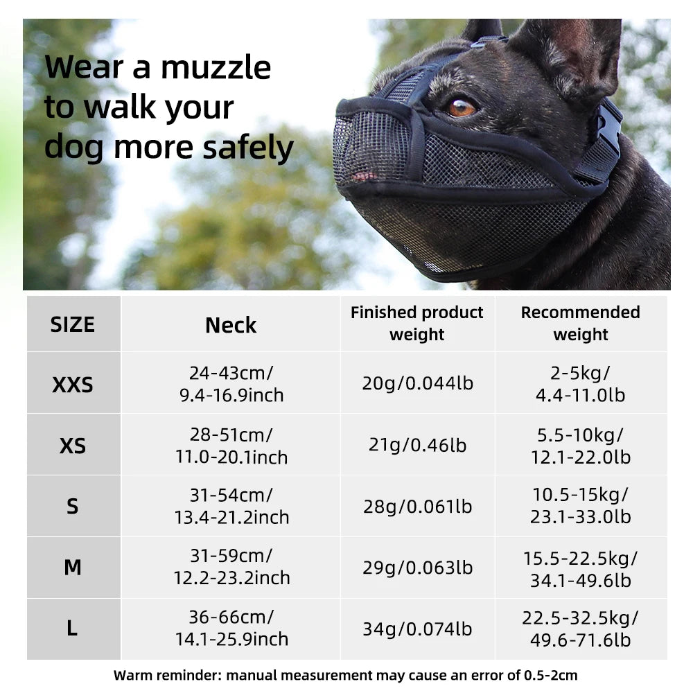Breathable Short Snout Dog Muzzle for Barking Prevention