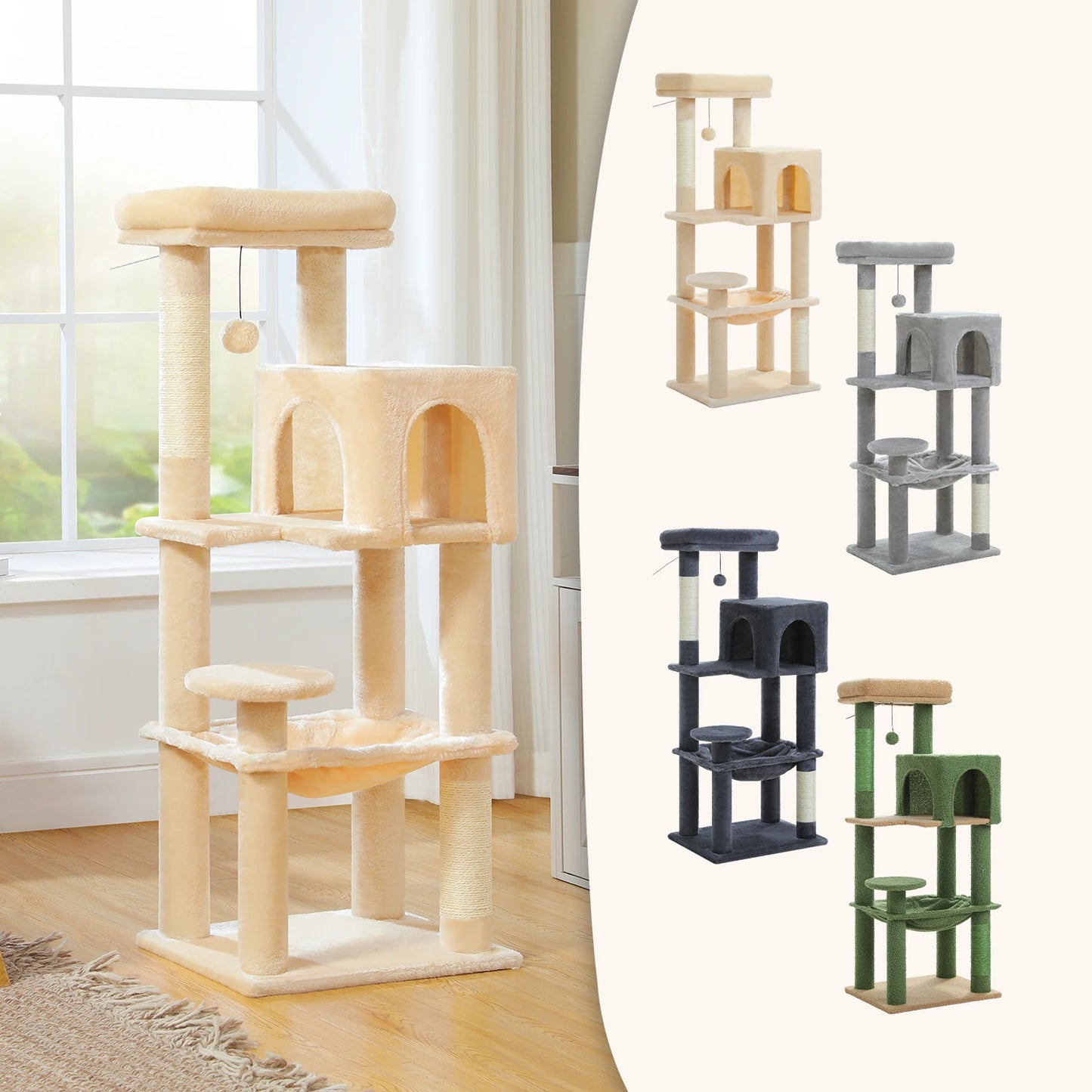 PEQULTICN 5 Level Cat Tree With Top Perch And Hammock