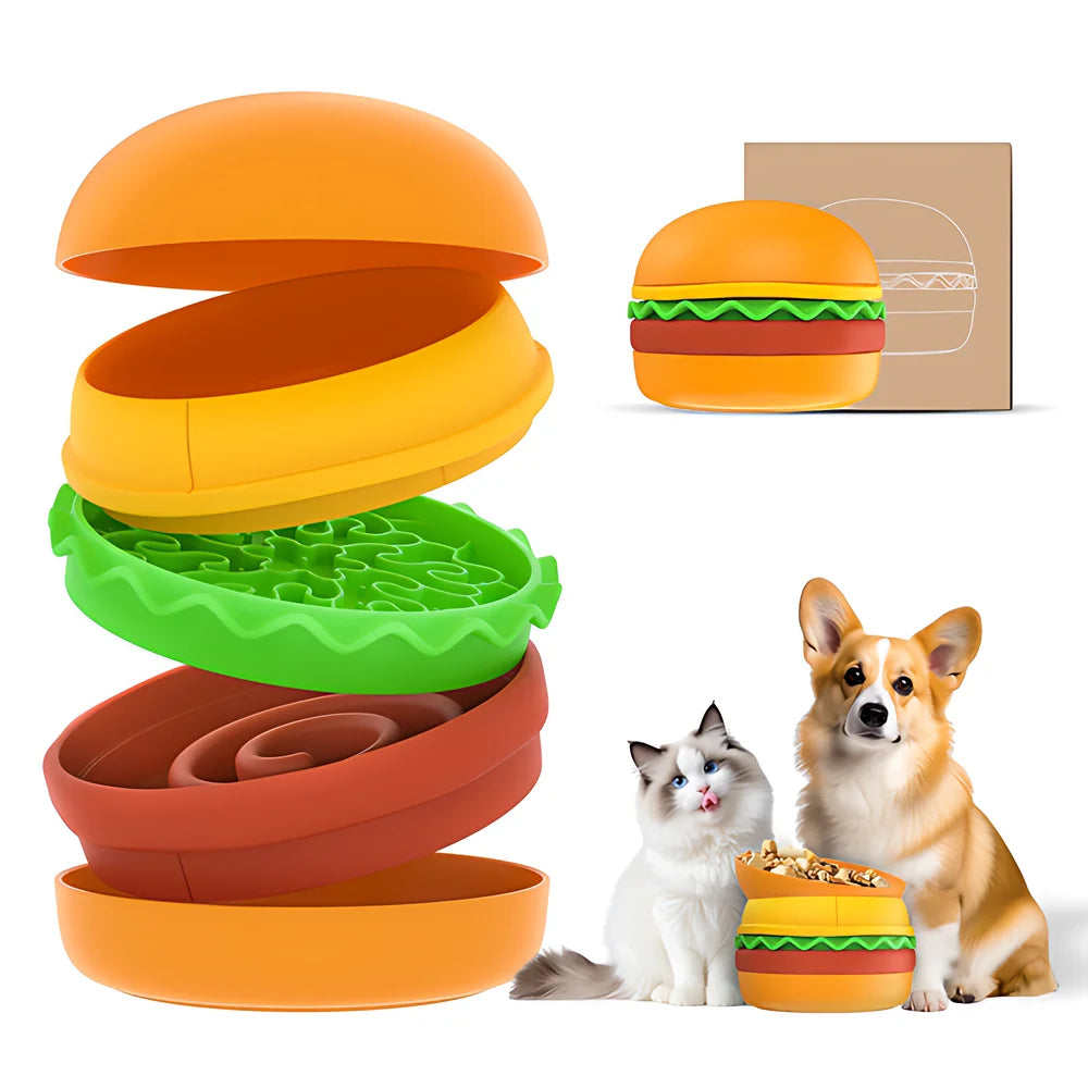 5-In-1 Burger Pet Bowls Set With Tilted And Elevated Bowls