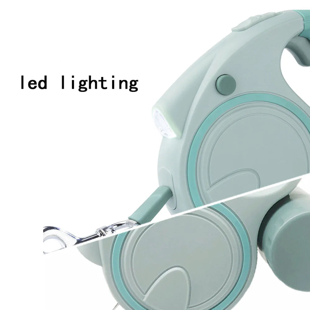 Retractable Dog Leash With LED Lights And Garbage Bag Holder