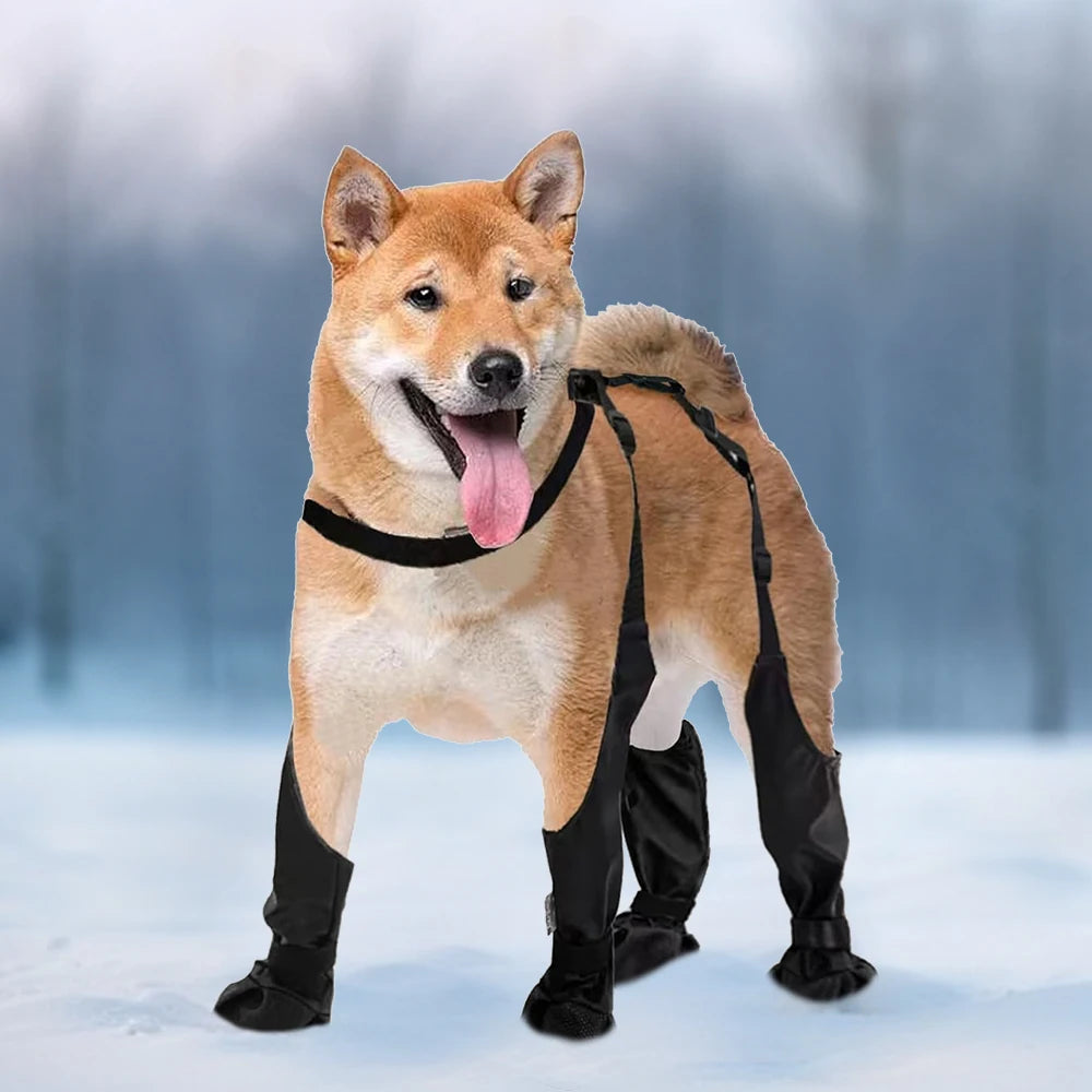 NONECN Outdoor Dog Boots Suspender Leggings Waterproof Paw Protectors