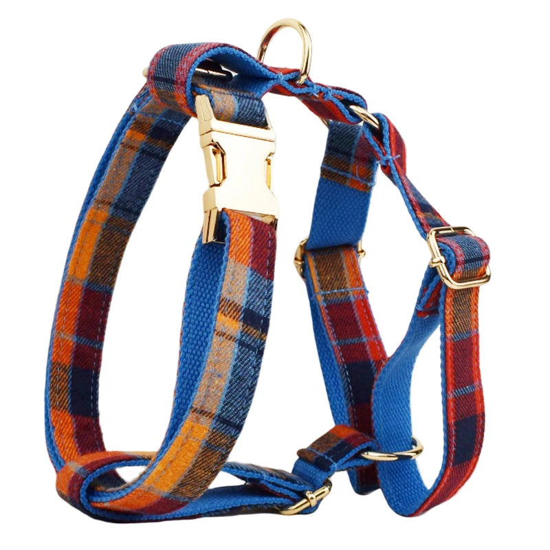 NONECN Customized Logo Cotton Dog Collar Leash Harness Set