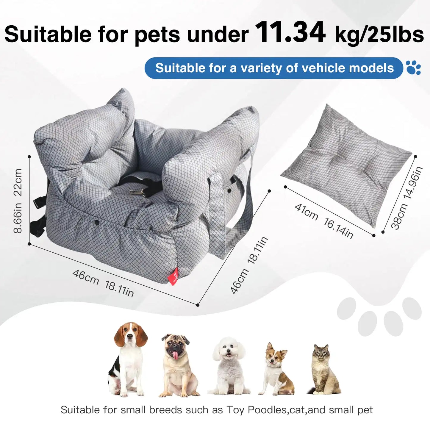 2-In-1 Dog Car Seat Carrier Bag With Detachable Booster Seat