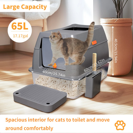 Feature Totally Closed Large Cat Litter Box With High Sides