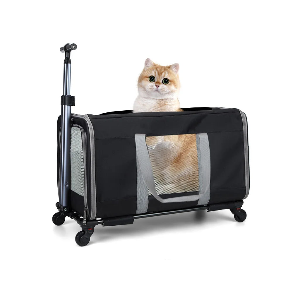 Cat Trolley Carrier With Wheels For Two Cats Travel