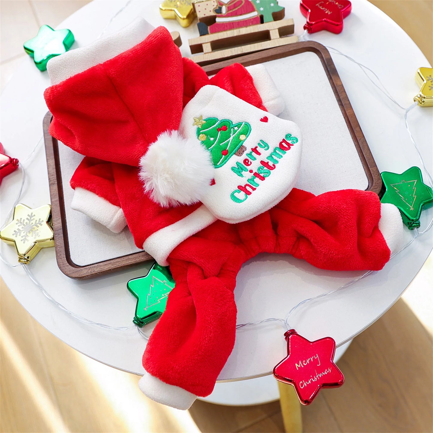 Dog Christmas Hoodie With Cozy Pouch Button-Up Coat