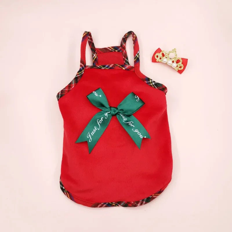 Guangdong Christmas Striped Dog Skirt Clothing Autumn Winter
