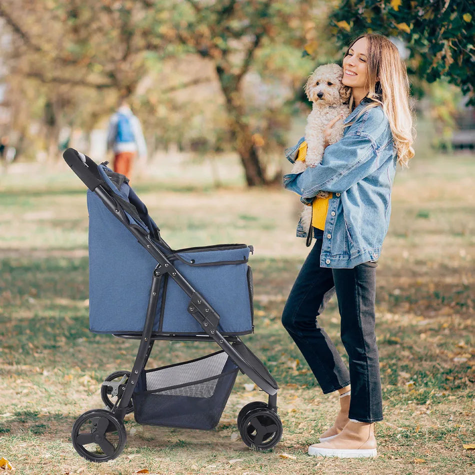 Wedyvko Pet Stroller Bag Travel Foldable 3-Wheel Carrier
