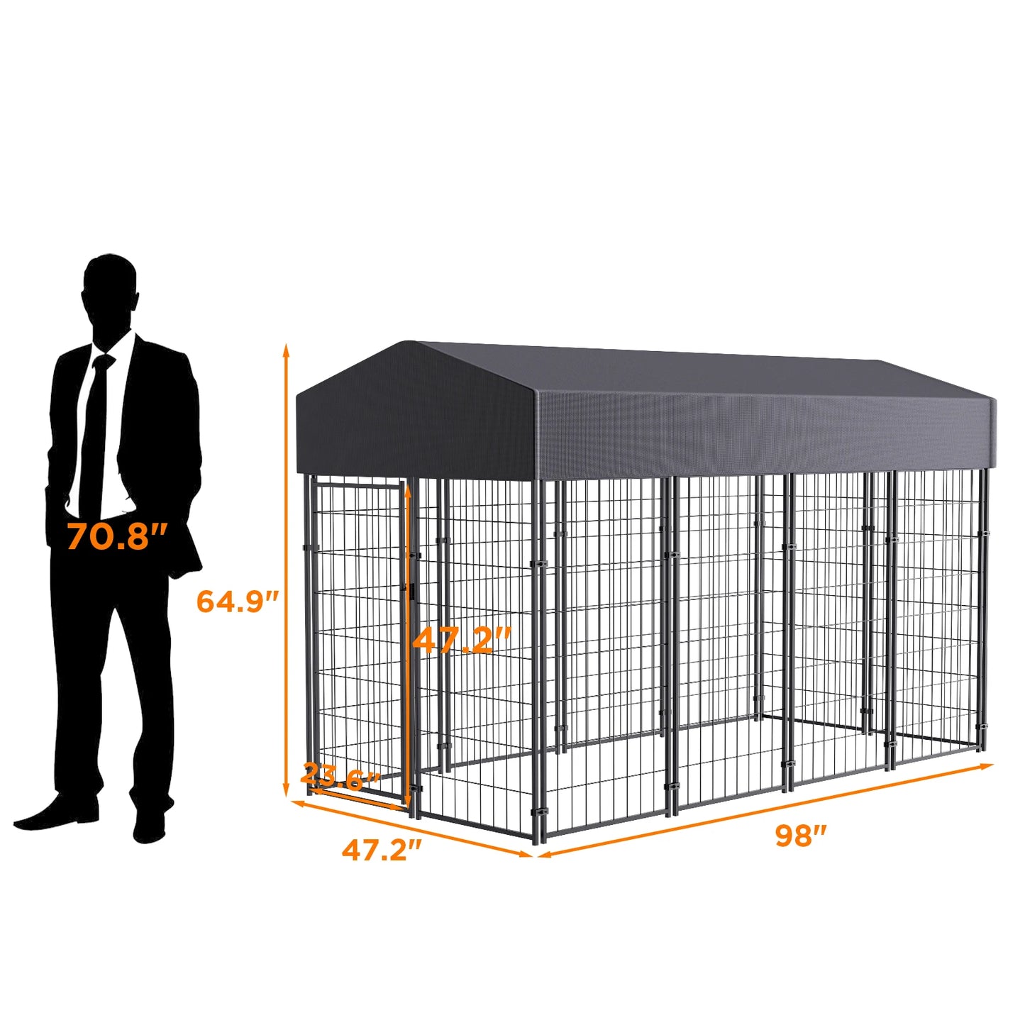 BINGOPAW Welded Wire Outdoor Dog Kennel With Cover