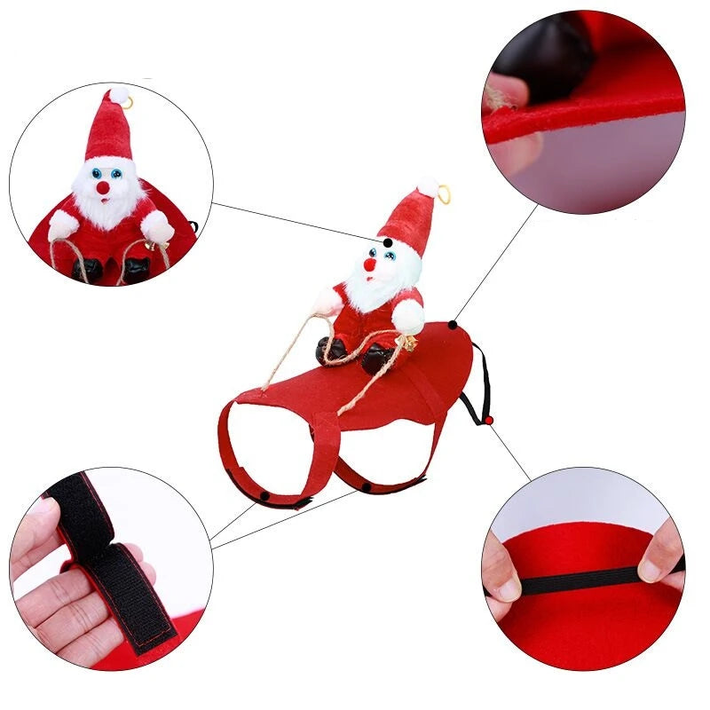 NONOR Santa Claus Dog Cat Christmas Costume Riding Cosplay Outfit