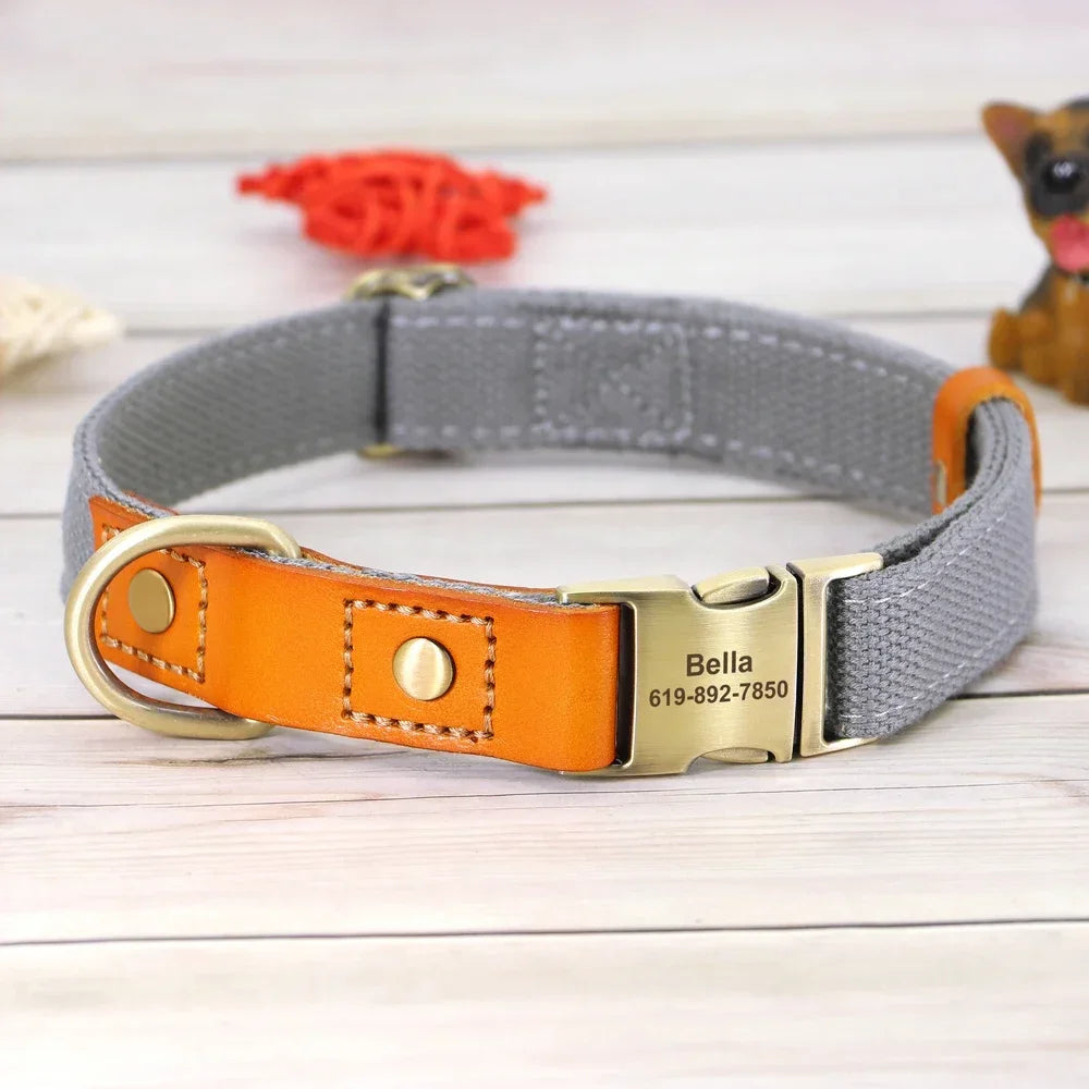 PET ARTIST Nylon Custom Dog Collar Leash With Personalized IDTag