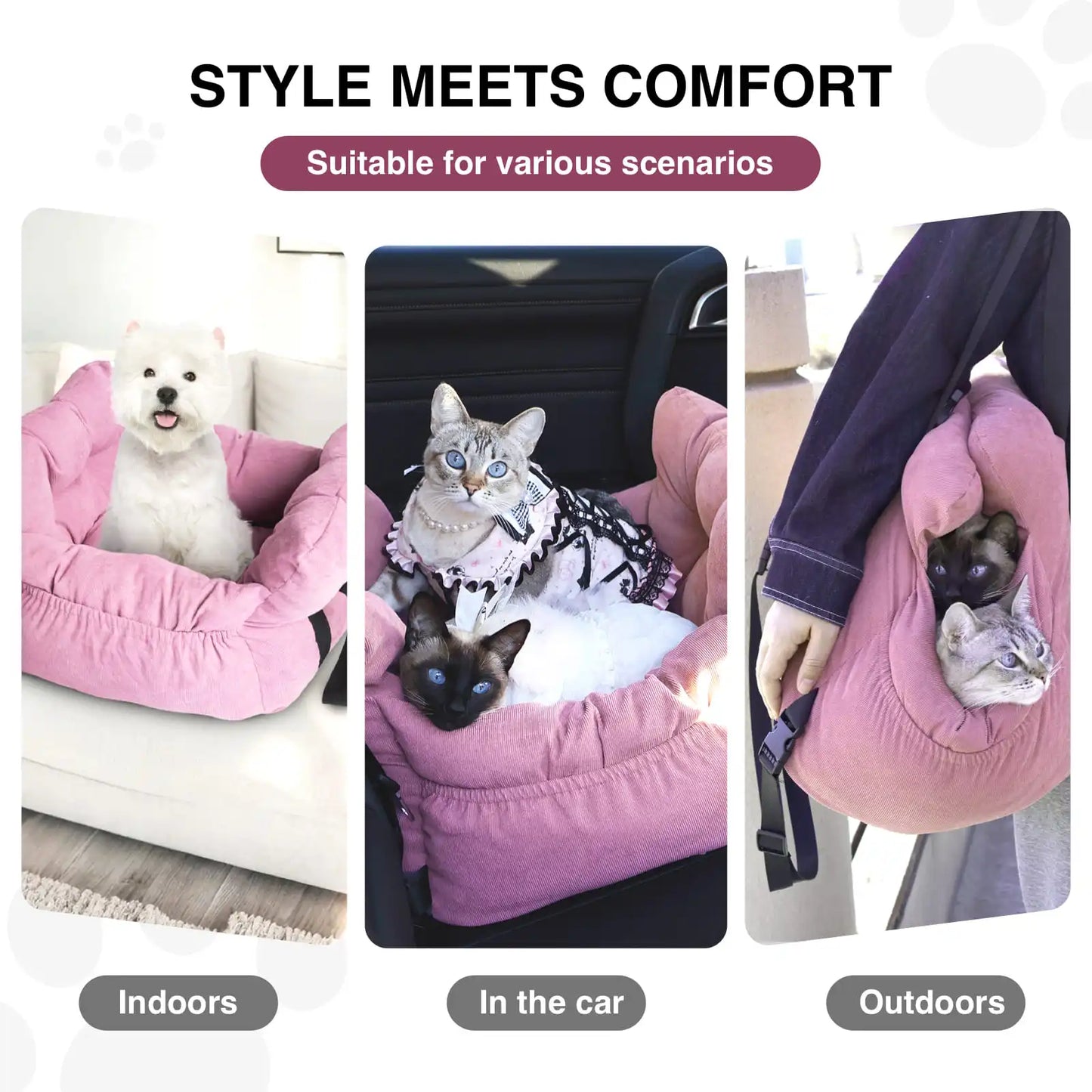 2-In-1 Dog Car Seat Carrier Bag With Detachable Booster Seat
