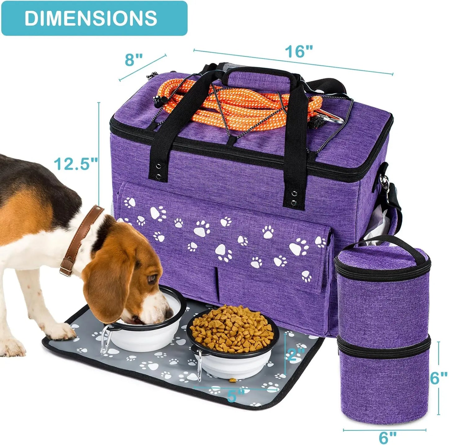 High-concerned Airline Approved Dog Travel Bag With Food Container Bowls