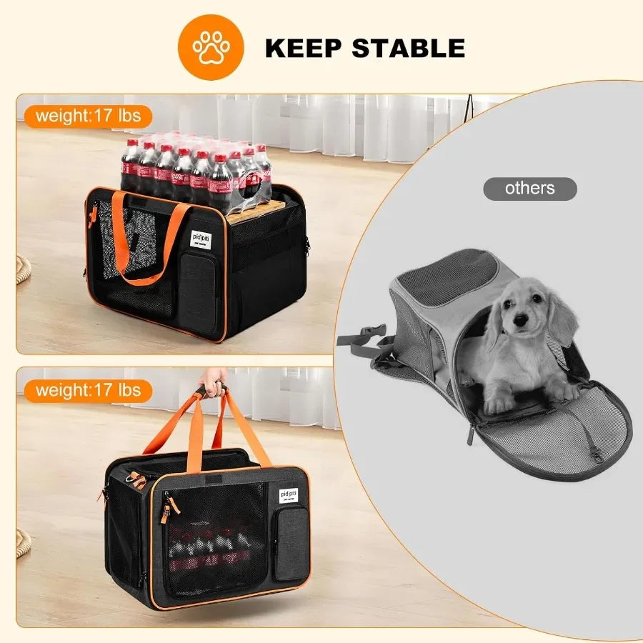 Expandable Cat Travel Carrier With Leakproof Litter Box Road Trips